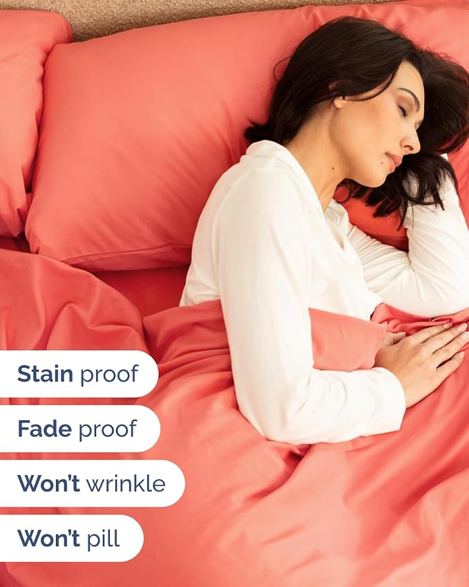 Flex Top Split Head King Sheet Set - 4 Piece Extra Deep Sheets - Coral | Easily Fits 18 to 24 inch Mattress, Ultra Soft, Wrinkle & Fade Free with Extra Deep Pockets, Comfy Hotel Luxury Bedding
