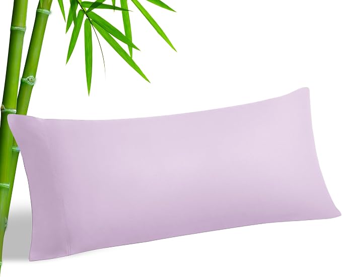 BEDELITE Body Pillow Pillowcase, Rayon from Bamboo, Light Purple, 20"x54" | Cooling and Breathable Body Pillow Cover for Hot Sleepers & Night Sweats, Silky Soft Full Long Pillow Case, Envelope Closure