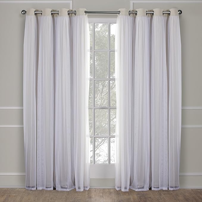 TOWN & COUNTRY LUXE Talia Double Layer Indoor Curtains, Sheer and Room Darkening Blackout, Grommet Top, Energy Efficient, 2-Pack Set, 52"x108", Sand