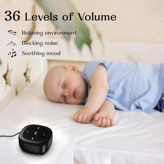 White Noise Sound Machine with 30 Soothing Sounds 36 Adjustable Volume Brown Noise Sound Machines for Sleep Office Privacy Bedroom 4 Timers Memory Function Sleep Sound Machine Baby Adult Elderly Care