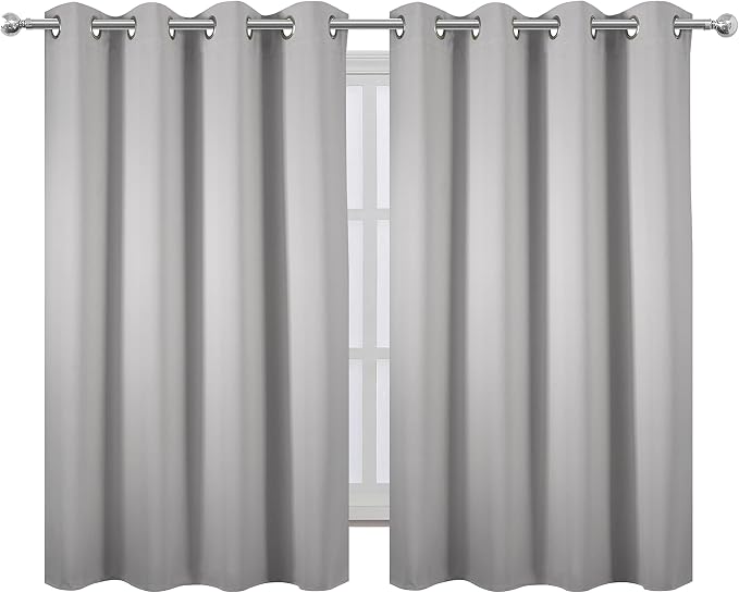 Blackout Curtains 52 x 45 inch/Light Grey Curtains Set of 2 Panels/Thermal Insulated Room Darkening Bedroom Curtains