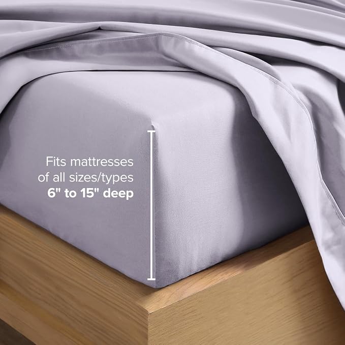 Bare Home King Sheet Set - 1800 Ultra-Soft (King, Light Lavender) | Deep Pockets 6 to 15 Inches, Breathable, Hypoallergenic, Hotel Luxury, Easy Fit, Soft, All-Season