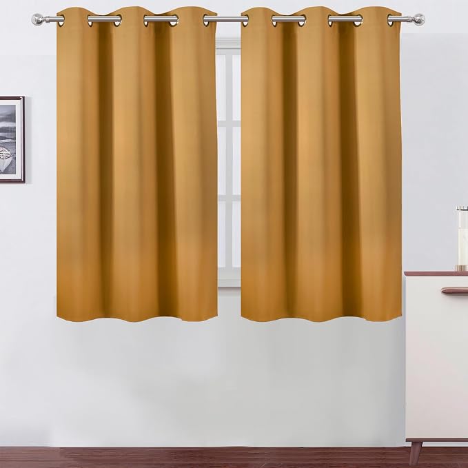 Mustard Yellow Blackout Curtains/38 x 54 Inch/Set of Two Panels Grommet Living Room Curtains