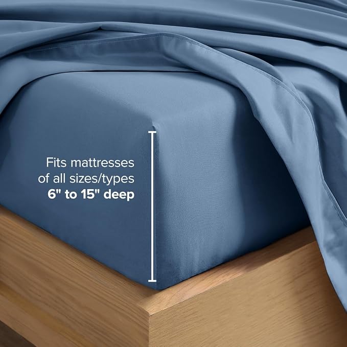 Bare Home Twin Sheet Set - 1800 Ultra-Soft (Twin, Coronet Blue) | Deep Pockets 6 to 15 Inches, Breathable, Hypoallergenic, Hotel Luxury, Easy Fit, Soft, All-Season
