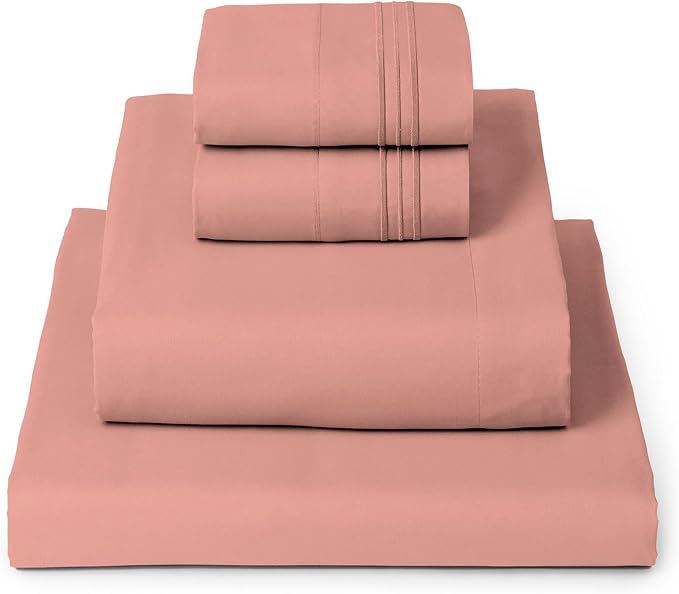 Mellanni Iconic 4-Piece, Ultra Soft Sheet Set (Full, Coral) | 10M+ Sleepers. Lab-tested: Sleeps Cool, Stays Bright, Strong, Smooth. Good Housekeeping Best Bedding, 7 yrs running.