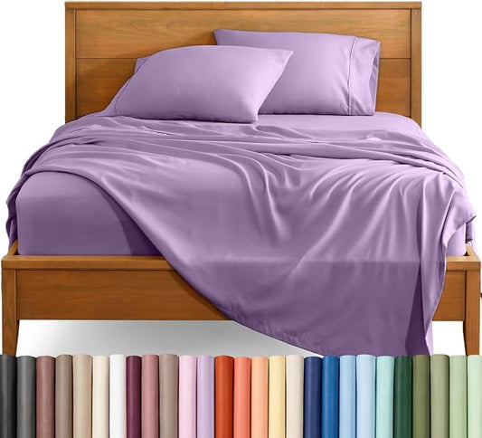 Bare Home Queen Sheet Set - 1800 Ultra-Soft (Queen, Lavender) | Deep Pockets 6 to 15 Inches, Breathable, Hypoallergenic, Hotel Luxury, Easy Fit, Soft, All-Season