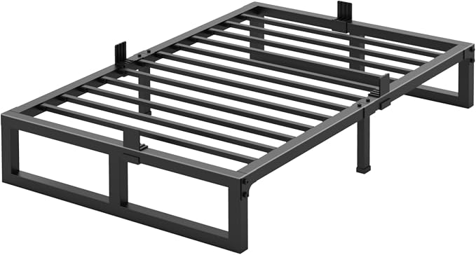 Yitong Angel 10 inch Twin XL Bed Frame Low Profile Metal Platform Frames with Mattress Slide Stopper,Heavy Steel Slats Support,No Box Spring Needed,Noise Free,Non-Slip,Easy Assembly