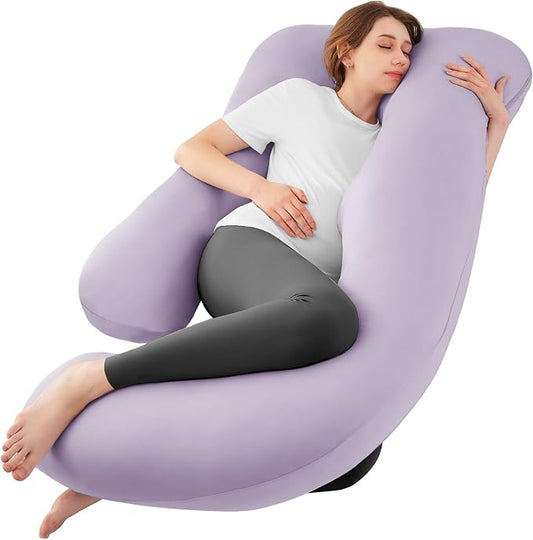Cooling Pregnancy Pillows for Sleeping, 65'' Full Body Pillow, Lavender | Sasttie Maternity Pillow, OEKO-TEX, Down Alternative, Removable Cover, Pregnant Women Must Haves, Maternity Essential