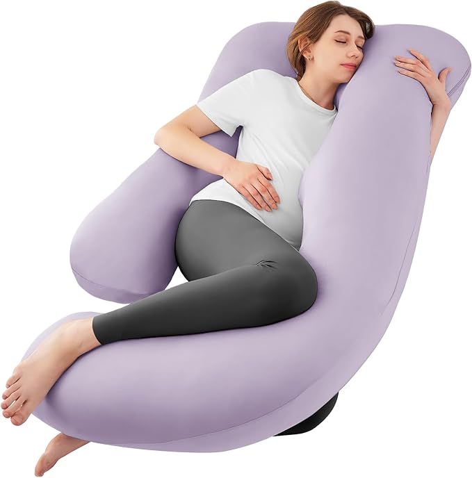 Cooling Pregnancy Pillows for Sleeping, 57'' Full Body Pillow, Lavender | Sasttie Maternity Pillow, OEKO-TEX, Down Alternative, Removable Cover, Pregnant Women Must Haves, Maternity Essential