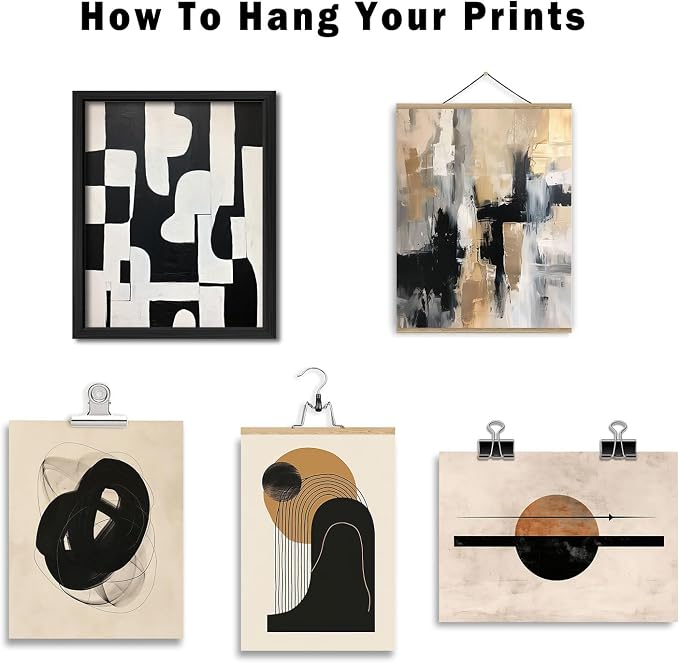 ANERZA 16 PCS Black and White Abstract Wall Art Decor, Minimalist Gallery Wall Prints for Bedroom, Boho Posters for Living Room Aesthetic, Collage Kit Pictures, Dorm Home Decor