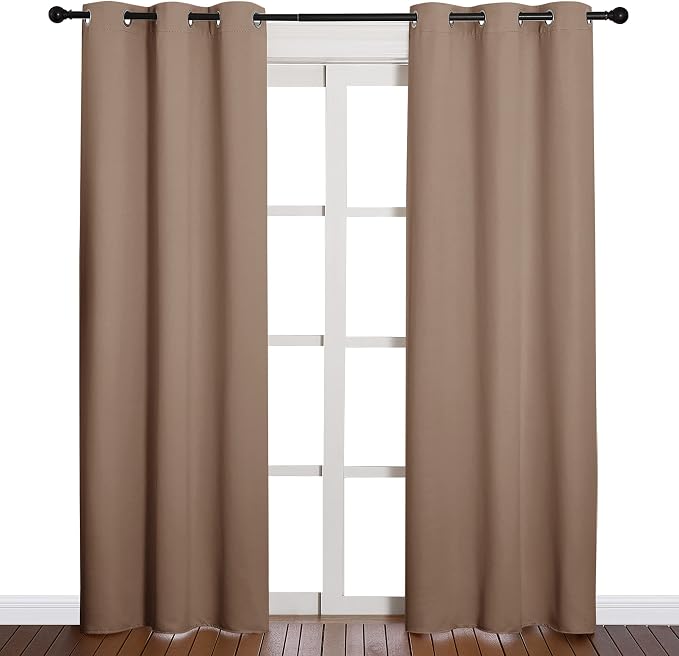 NICETOWN Cappuccino Blackout Curtains for Bedroom 42" w x 84" L 2 Panels | Window Treatment Thermal Insulated Solid Grommet Drapes for Living Room, Light Blocking Room Darkening Noise Reducing Decor