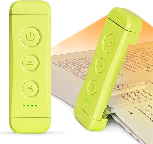 Glocusent USB Rechargeable Book Light, Portable Clip-on LED Reading Light | 3 Amber Colors & 5 Brightness Dimmable, bookmark, Eye-Caring,Compact Gift ,Women Book Lovers,Christmas, Book Accesories,Green