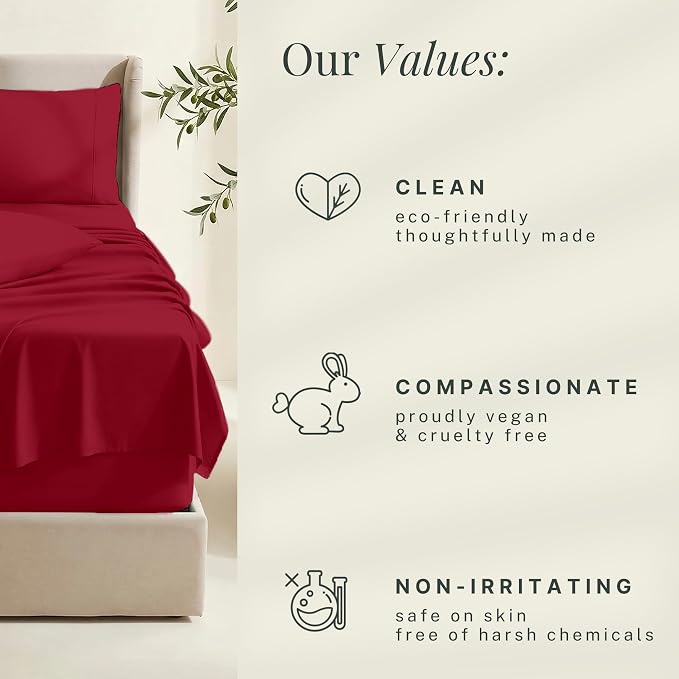 Hearth & Harbor Extra Deep Pocket Sheets - Fits Mattress 18-24 Inches Deep - Extra Deep Pocket Split King Size Sets - 7 Piece Split King Size - Burgundy