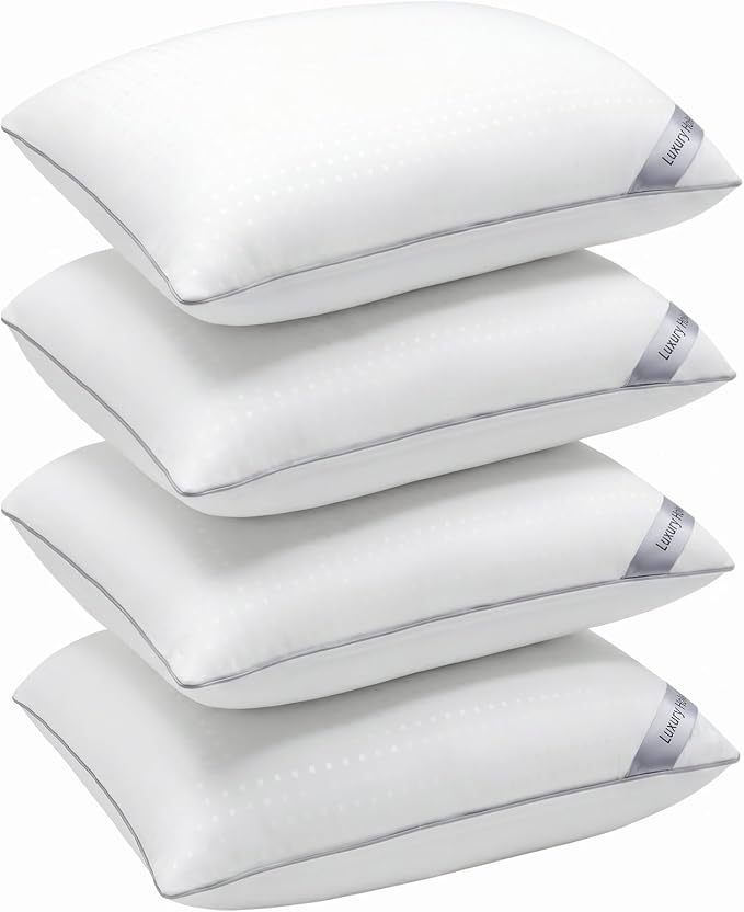 King Size Bed Pillows for Sleeping Set of 4,4 Pack Great Support Luxury Hotel Pillows for Side,Stomach and Back Sleepers(4 Pack)