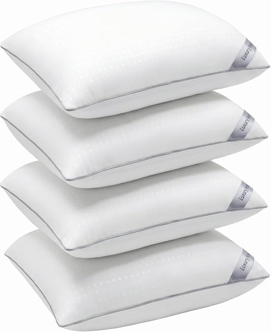 King Size Bed Pillows for Sleeping Set of 4,4 Pack Great Support Luxury Hotel Pillows for Side,Stomach and Back Sleepers(4 Pack)