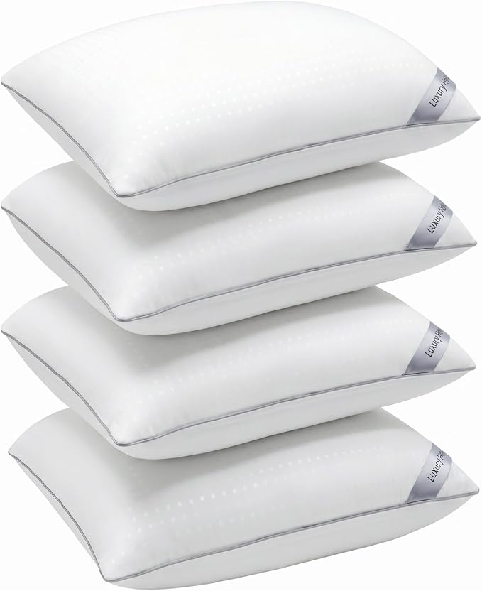 Queen Size Bed Pillows for Sleeping Set of 4,4 Pack Great Support Luxury Hotel Pillows for Side,Stomach and Back Sleepers(4 Pack)