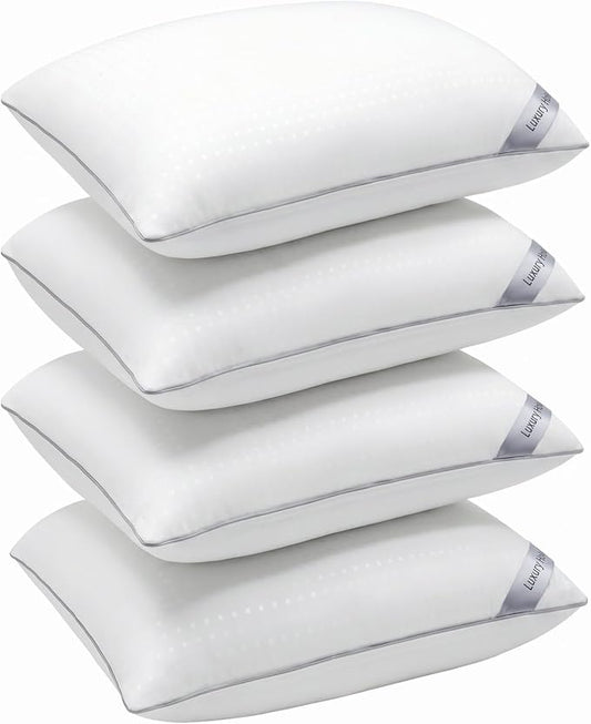Queen Size Bed Pillows for Sleeping Set of 4,4 Pack Great Support Luxury Hotel Pillows for Side,Stomach and Back Sleepers(4 Pack)