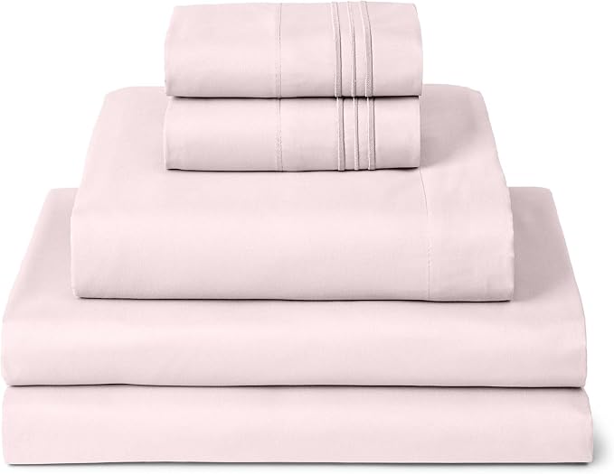 Mellanni Iconic 5-Piece, Ultra Soft Sheet Set (Split King, Blush Pink) | 10M+ Sleepers. Lab-tested: Sleeps Cool, Stays Bright, Strong, Smooth. Good Housekeeping Best Bedding, 7 yrs running.