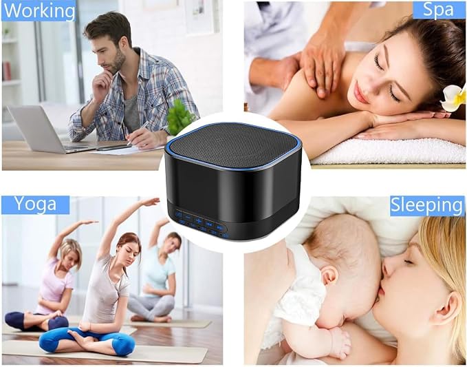 Magicteam Sound White Noise Machine with 20 Non Looping Natural Soothing Sounds and Memory Function 32 Levels of Volume Powered by AC or USB and Sleep Sound Timer Therapy for Baby Kids Adults