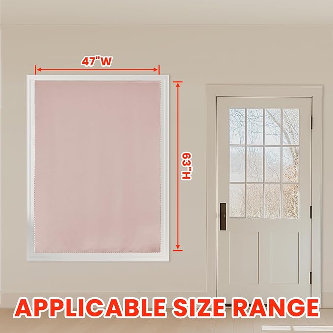 AJAZZ 100% Window Blinds Blackout Portable Black Out Curtains Adhesive Curtains for Living Room No Drilling (Pink, 47" W x 63" L 1 Panel)
