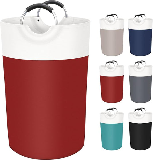BlissTotes 115L Laundry Basket, Freestanding Collapsible Hamper, Red | Collapsible Dirty Clothes Hamper, Foldable Laundry Bag for Dorm, Waterproof Fabric, Padded Aluminum Handles