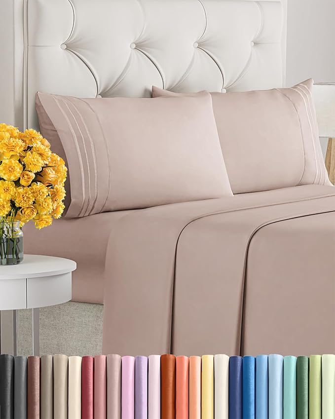 Queen Size 4 Piece Sheet Set - Ultra Soft & Cooling Bed Sheets - Dusty Pink | Fits 8 Inch to 16 inch Mattress, Wrinkle Free & Fade Resistant with Deep Pockets, Breathable, Comfy Hotel Luxury Bedding
