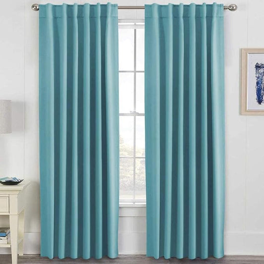 H.VERSAILTEX Blackout Curtains Thermal Insulated Window Treatment Panels Room Darkening Blackout Drapes for Living Room Back Tab/Rod Pocket Bedroom Draperies, 52 x 96 Inch, Aqua, 2 Panels