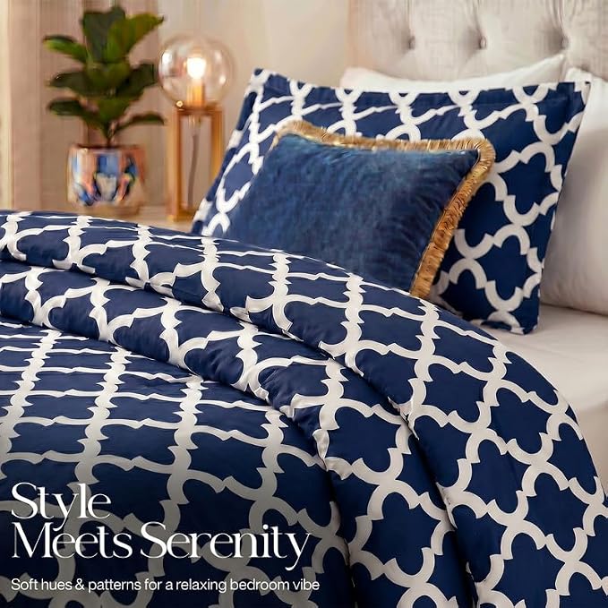 Utopia Bedding 2 Pc Twin Comforter Set, Printed Comforter, Navy | Comforter Set Includes Comforter (64x88) Inches, 1 Sham (20x26) Inches. Soft Microfiber Down Alternative, Machine Washable.