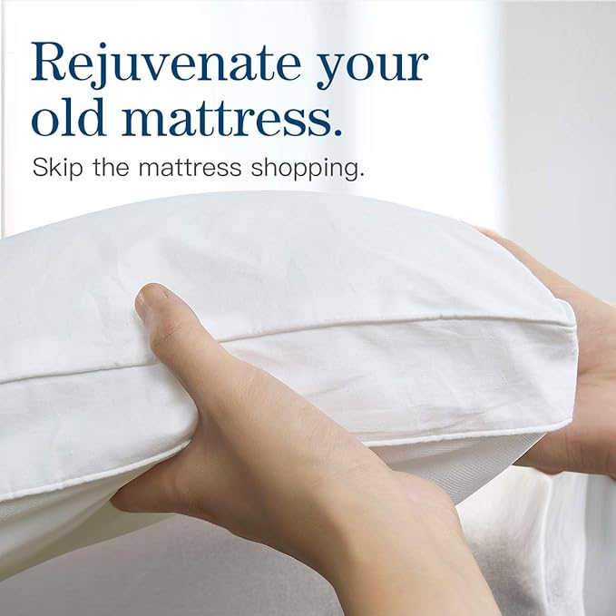 King Mattress Topper, Cotton Extra Thick Pillow Top Mattress Pad | 100% Cotton Top Bed Topper Protector, Cooling Mattress Cover for Back Pain, Soft Breathable for Hot Sleeper, White