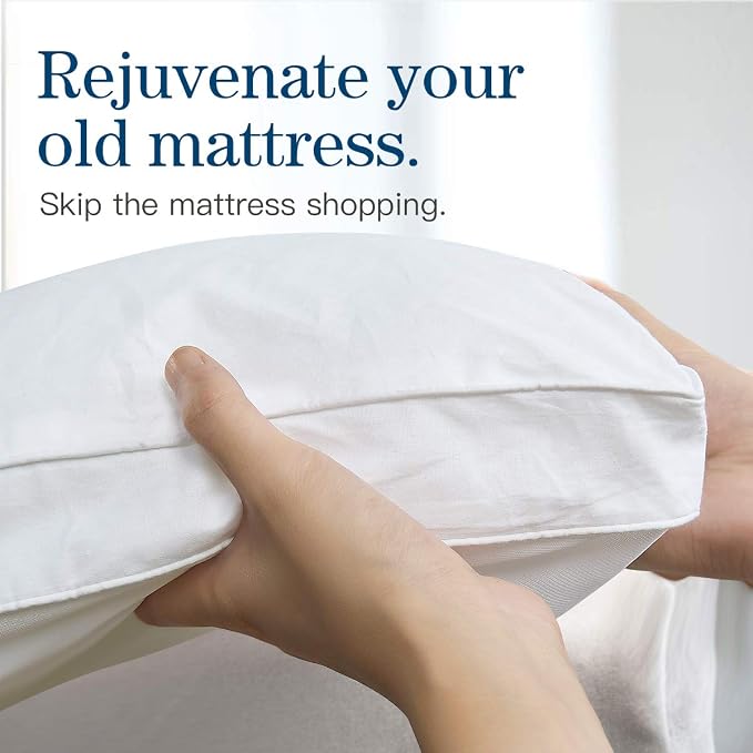 Twin Mattress Topper, Cotton Extra Thick Pillow Top Mattress Pad | 100% Cotton Top Bed Topper Protector, Cooling Mattress Cover for Back Pain, Soft Breathable for Hot Sleeper, White