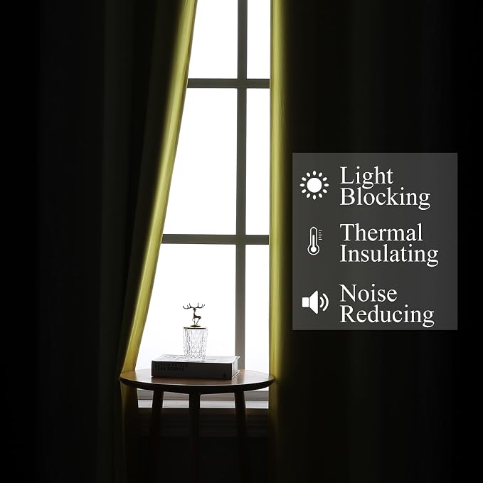Black and Yellow Ombre Blackout Curtains 84 Inches Long | Room Darkening Curtains for Living Room,Energy Saving,Thermal Insulated,Gradient Grommet Drapes for Bedroom,42Wx84L,2 Panels