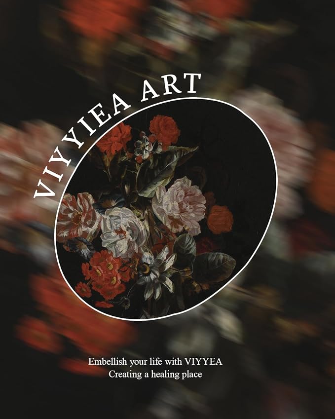 VIYYIEA Vintage Gold Framed Wall Art for Living Room, Flowers Canvas Prints Home Decor, Oil Painting Picture, Bedroom Wall Decor Gifts for Friends or Family -【Cotton Rose】-(16L x 12W)