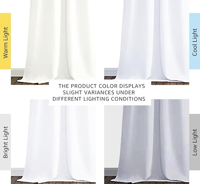 NICETOWN Pure White Blackout Curtains for Nursery 46" w x 90" L 2 Panels | Full Light Blocking Drapes with Black Liner for Hall Villa, Thermal Insulated Noise Reducing Room Darkening Window Decor