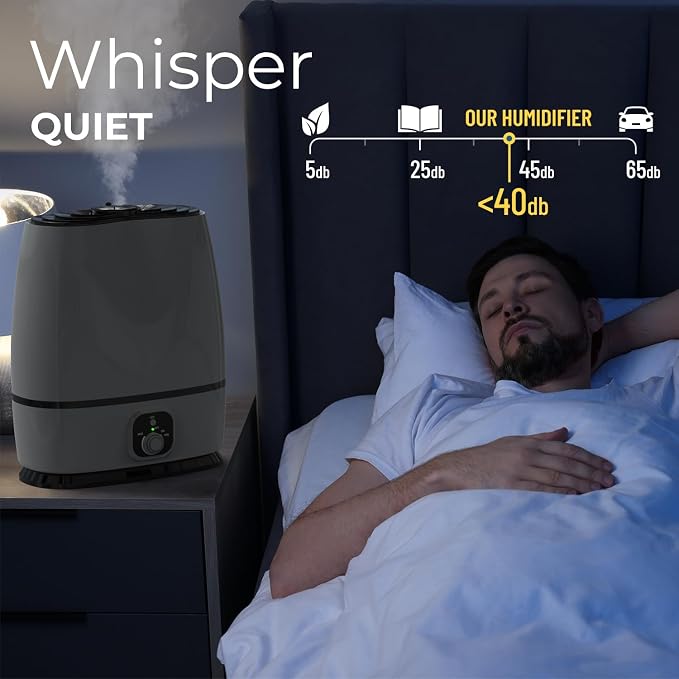 Everlasting Comfort 6L Humidifiers for Bedroom, Quiet 50HR Runtime No-Filter Supersized Cool Mist Humidifier Large Room for Whole House, Plants, Baby Nursery, Allergies, Dry Skin, Congestion, Indoor