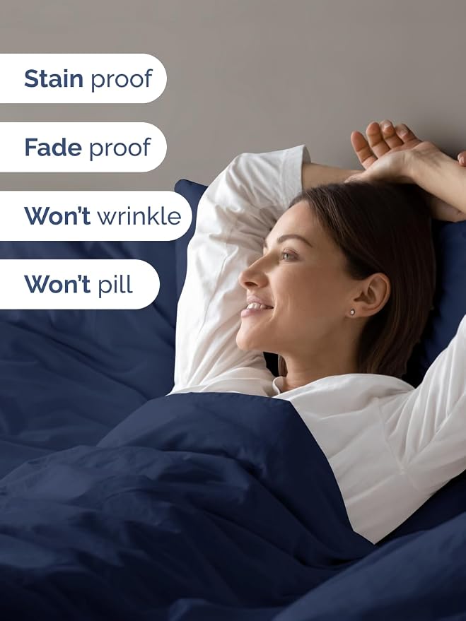 Duvet Cover Super Queen Size - 3 Piece with Zipper Closure - Navy Blue | Extra Soft, Breathable, Super Queen Duvet Cover 98" x 90" w/ 2 Pillow Shams, Zipper Closures & Ties, Women, Men, Kids & Teens