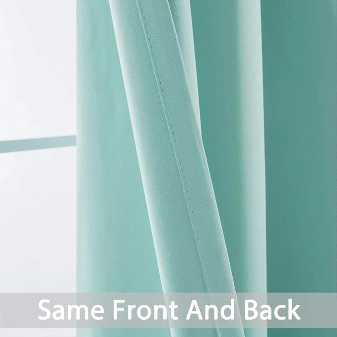 Yakamok Aqua Room Darkening Window Curtains 52x36 Inch for Kitchen | Grommet,Thermal Insulated ,Blackout Curtains Drapes,Blocks some light adds privacy,Living room Bathroom,2 Panel Valance