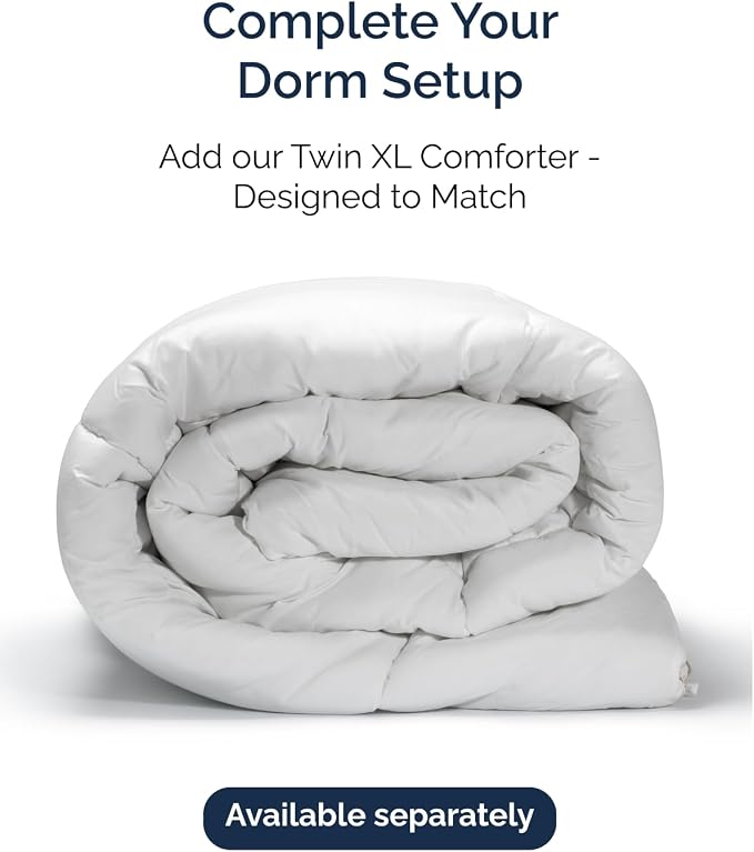 Twin XL 3 Piece Sheet Set - College Dorm Room Essentials - Denim Blue | Deep Pocket Bed Sheets for Women, Men, Teens & Students, Soft, Cooling, Breathable & Wrinkle Free, Oeko-Tex Bed Sheet Set