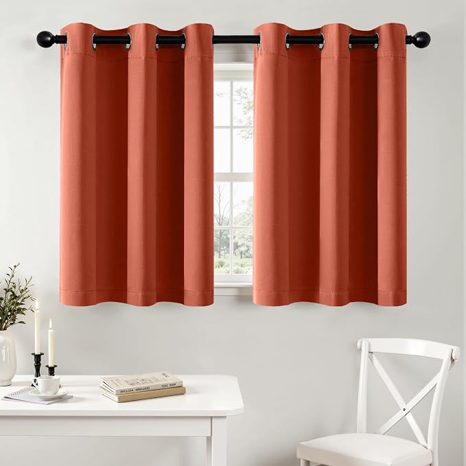 MIULEE Fall Blackout Curtains for Bedroom 2 Panel 40"x36" Long Burnt Orange | Thermal Insulated, Living Room Darkening Grommet Drapes, Noise Reducing, Light Blocking Window Treatments