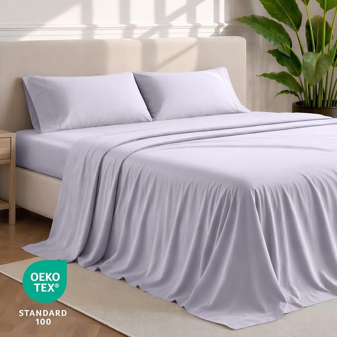 Bare Home King Sheet Set - 1800 Ultra-Soft (King, Light Lavender) | Deep Pockets 6 to 15 Inches, Breathable, Hypoallergenic, Hotel Luxury, Easy Fit, Soft, All-Season