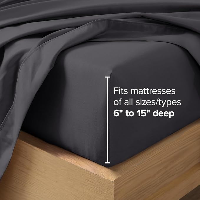 Bare Home Twin XL Sheet Set - 1800 Ultra-Soft (Twin XL, Forged Iron Grey) | Deep Pockets 6 to 15 Inches, Breathable, Hypoallergenic, Hotel Luxury, Easy Fit, Soft, All-Season