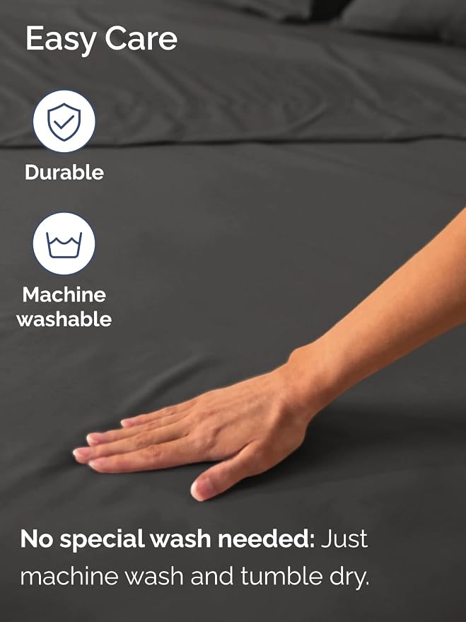Extra Deep Cal King Fitted Sheet - Single Fitted Sheet Only - Charcoal | Easily Fits 18 inch to 24 inch Mattress, Soft, Wrinkle Free, Breathable & Comfy, Extra Deep Pockets Hotel Luxury Fitted Sheet
