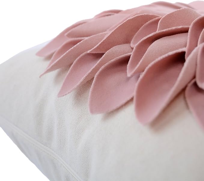 OiseauVoler Decorative Throw Pillow Covers Handmade 3D Flower Cushion Cover Cases Accent Pillowslip Square Gift Home Sofa Car Bed Room Decor 18 x 18 Inch Rose Gold