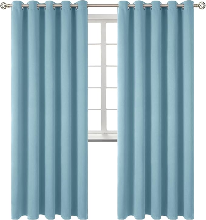 BGment Greyish Blue Room Darkening Curtains 84 Inch Long - 2 Panels | Grommet Top, Light-Blocking, Sunblock, Thermal Insulated, Window Drapes for Living Room Bedroom, 70x84 Inch