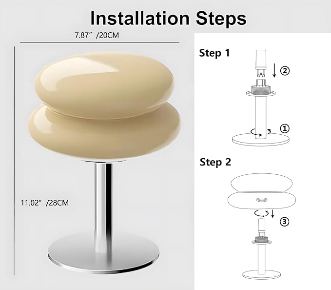 Glivpny Mushroom Table Lamp, Mid Century Modern Decor Lamp(White) | Cool Desk Lamps for Bedroom,Vintage Dimmable Bedside Small Cute Lamps, House Warming Gifts New Home Decor