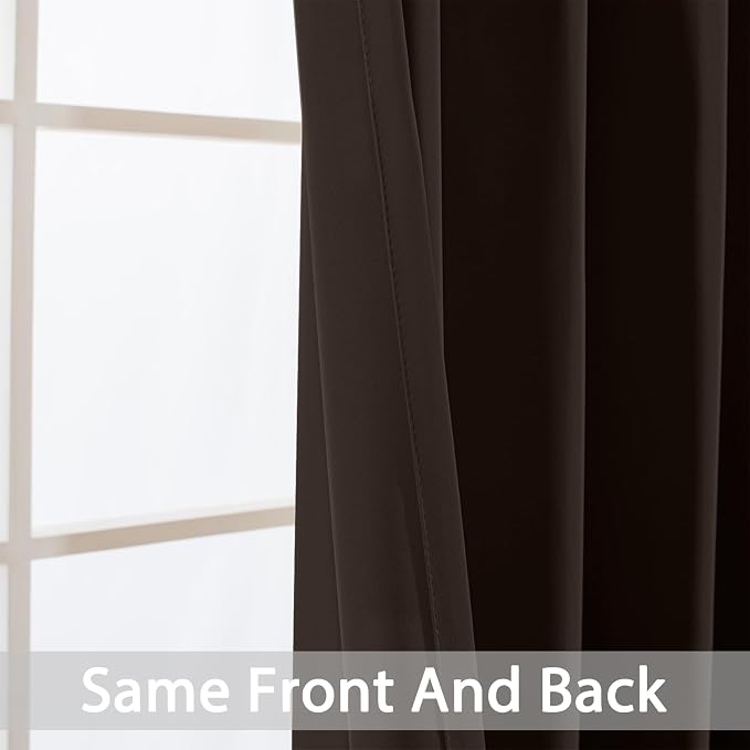 Yakamok Room Darkening Curtains 52x96 inch Length Dark Brown-Living Room | 2 panels,grommet blackout window treatment,thermal insulated,light blocking drapes,privacy protection,bedroom dining room