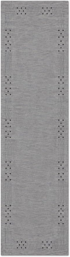 HAND KNOTTED LOOM WOOL ECO-FRIENDLY AREA RUGS - 2'6''x6', Runner Shape, Light Blue Color, Contemporary Modern Design, High Pile Thick Handmade Anti Skid Area Rugs for Living Room (L00530)