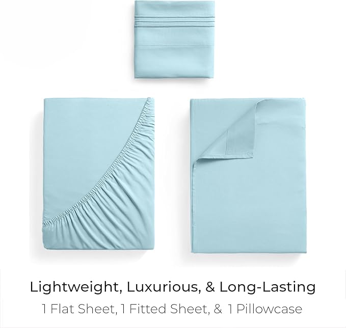 Mellanni Iconic 3-Piece, Ultra Soft Sheet Set (Twin, Aqua) | 10M+ Sleepers. Lab-tested: Sleeps Cool, Stays Bright, Strong, Smooth. Good Housekeeping Best Bedding, 7 yrs running.