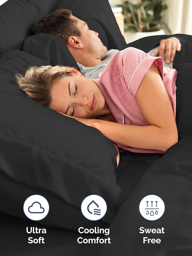 Extra Deep Twin Sheet Set - 4 Piece Breathable and Cooling Sheets - Black | Hotel Luxury Bed Sheets Set, Easy & Secure Fit, Ultra-Soft, Wrinkle & Fade Free, Comfy Sheets Set with Extra Deep Pockets