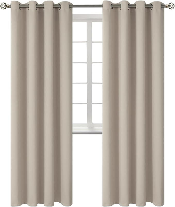 BGment Room Darkening Curtains 84 Inches Long - Grommet Thermal Insulated Drapes Window Treatment Curtains for Bedroom, 2 Panels, 52 x 84 Inch, Camel | Grommet Top, Light-Blocking, Sunblock, Thermal Insulated, Window Drapes for Bedroom, 52x84 Inch