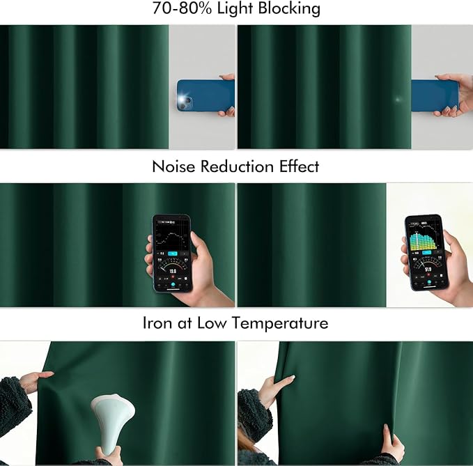 MIULEE Christmas Hunter Green Back Tab Blackout Curtains 52"x102" 2 Panels | Rod Pocket Pinch Pleated, Thermal Insulated, Room Darkening, Light Blocking, Privacy Curtains for Living Room Bedroom